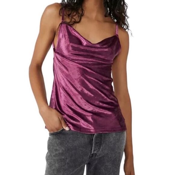 New Free People All Night Velvet Tunic Size Large Women’s Fig Jam - Picture 1 of 3